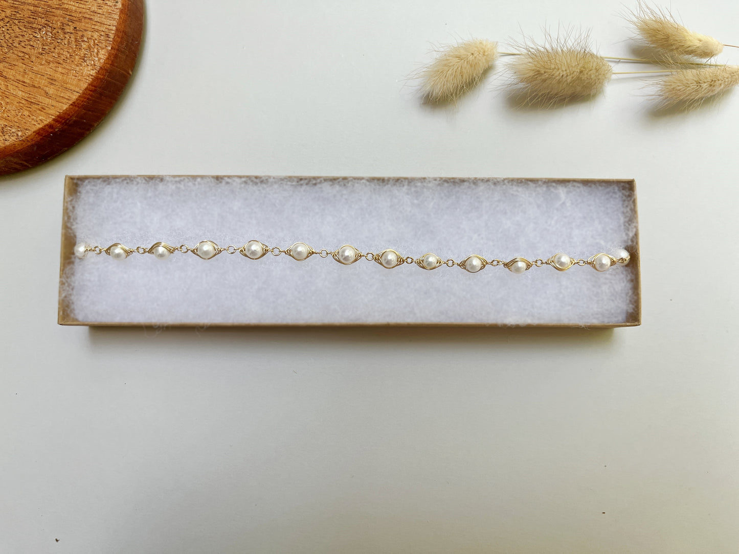 Whimsical Wire Wrap Pearl Necklace