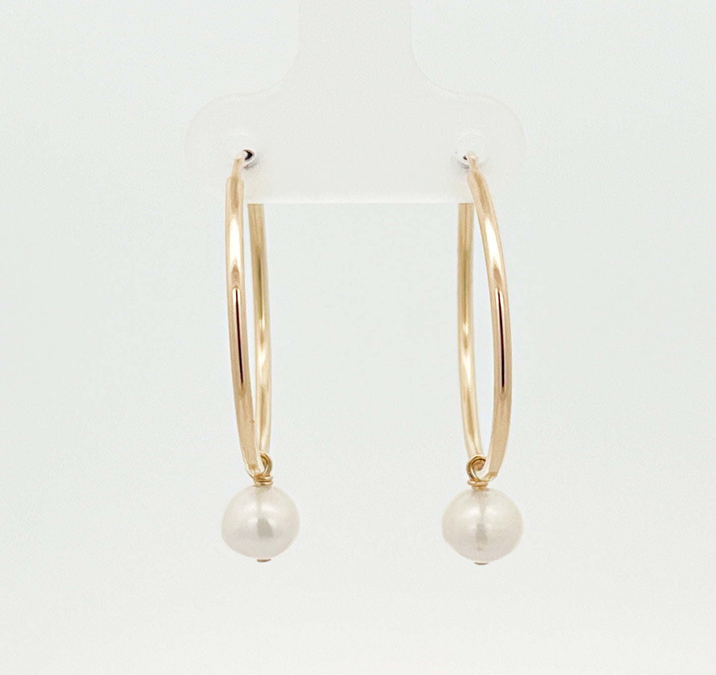 Pearl Drop Hoop Earrings