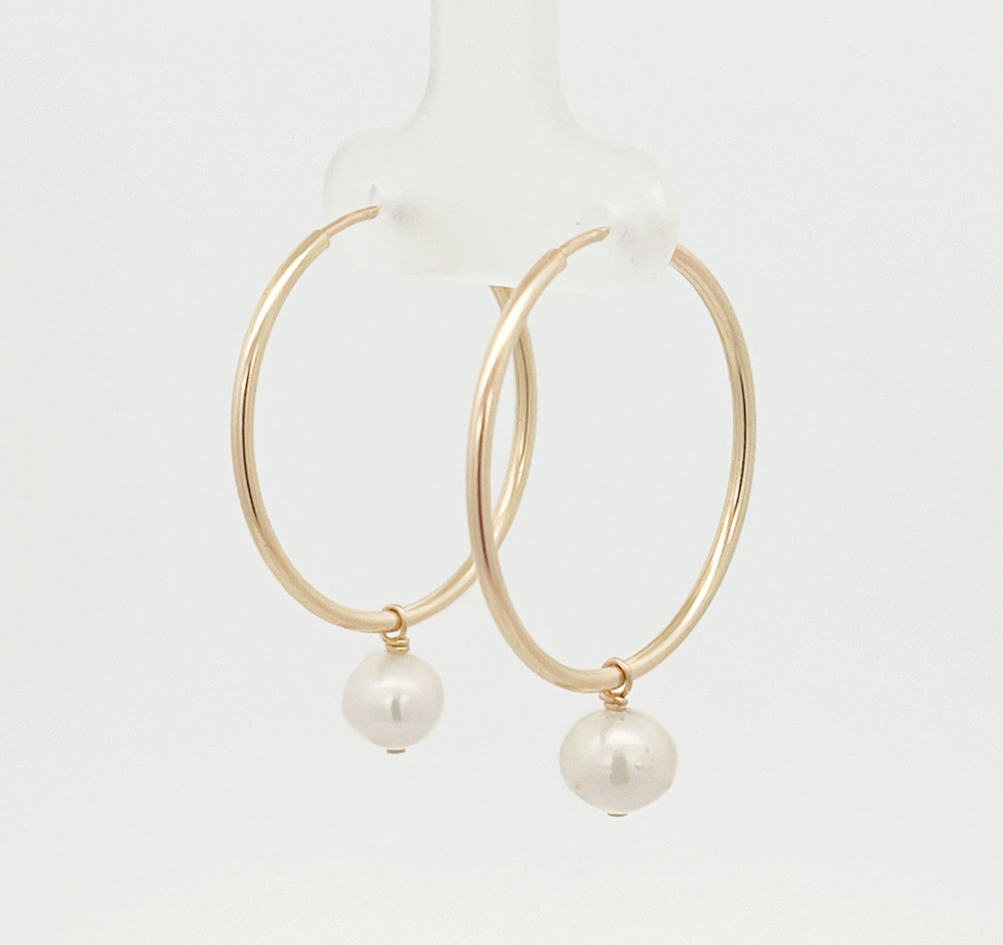 Pearl Drop Hoop Earrings