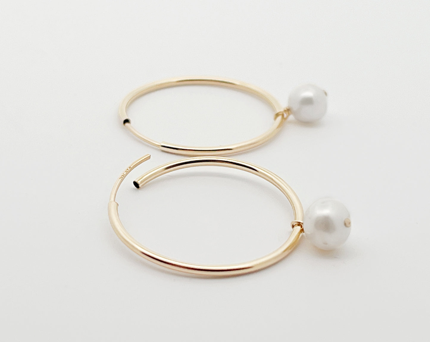 Pearl Drop Hoop Earrings