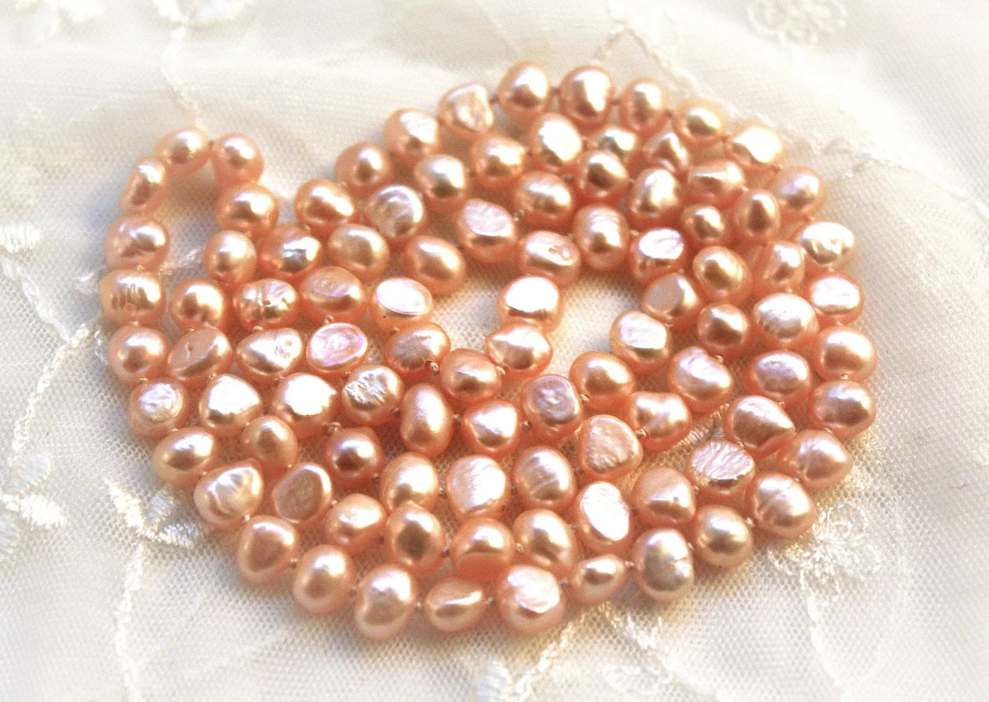 Peach Bellini Freshwater Pearl Necklace | The Pearled Squirrel