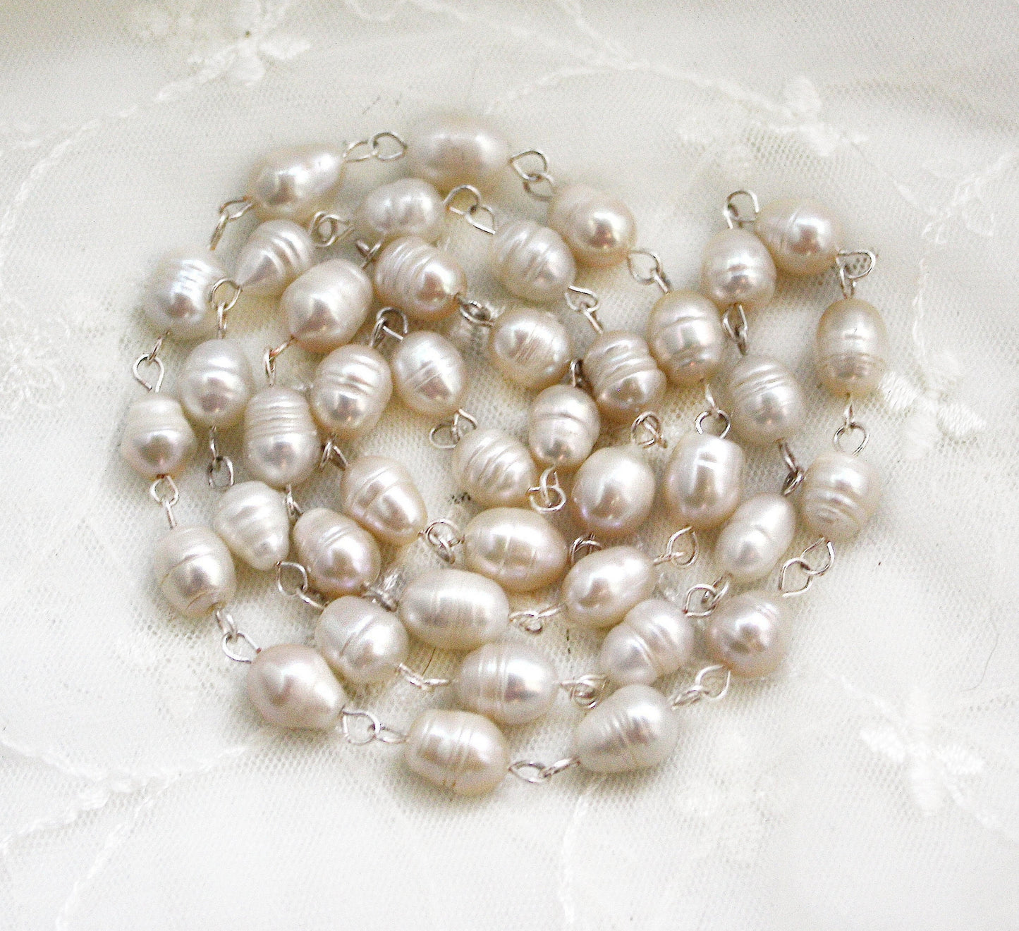Rosary Style Pearl Necklace