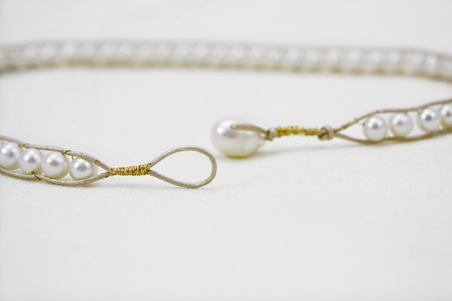 Leather Boho Pearl Choker