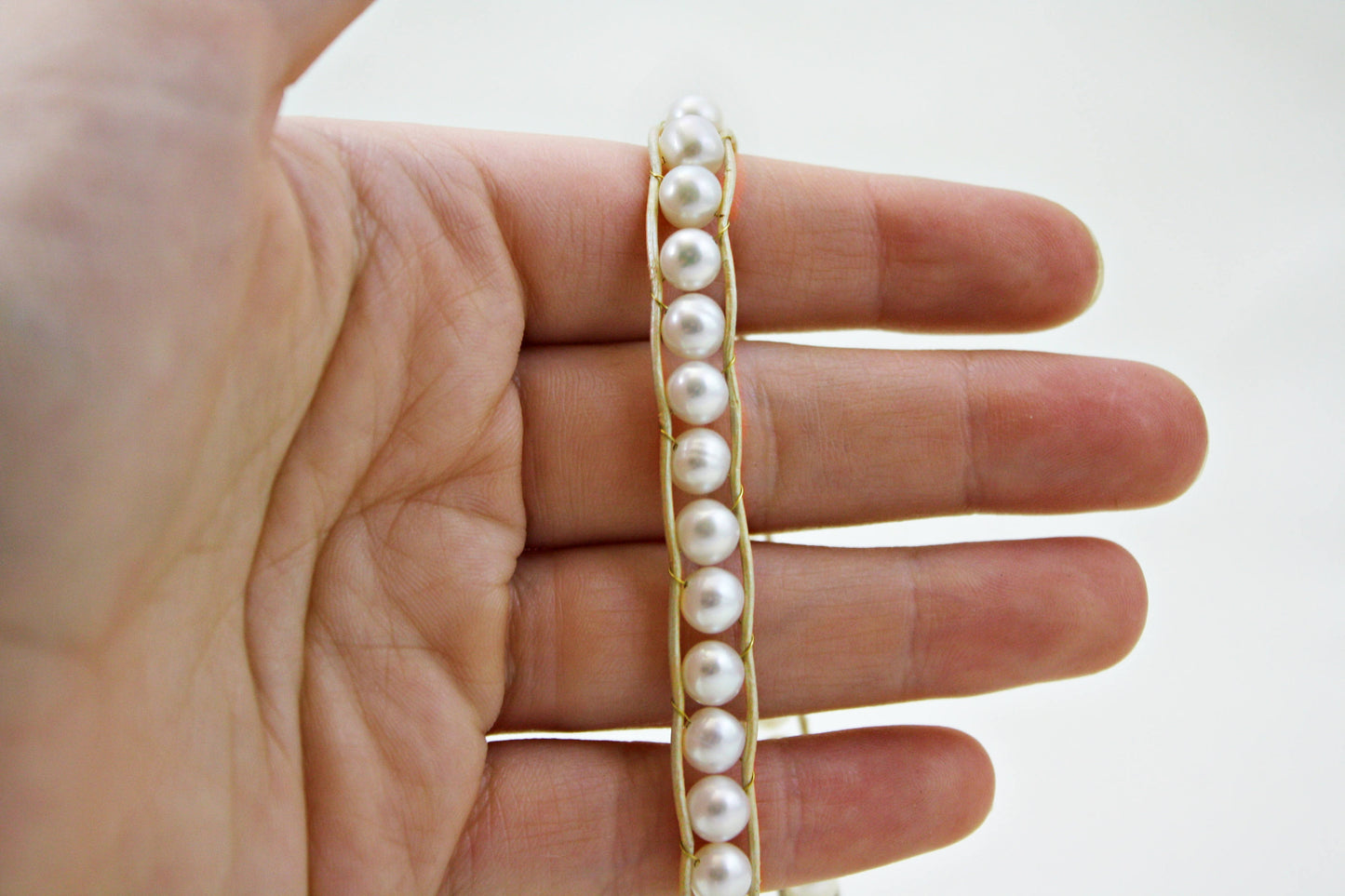 Leather Boho Pearl Choker