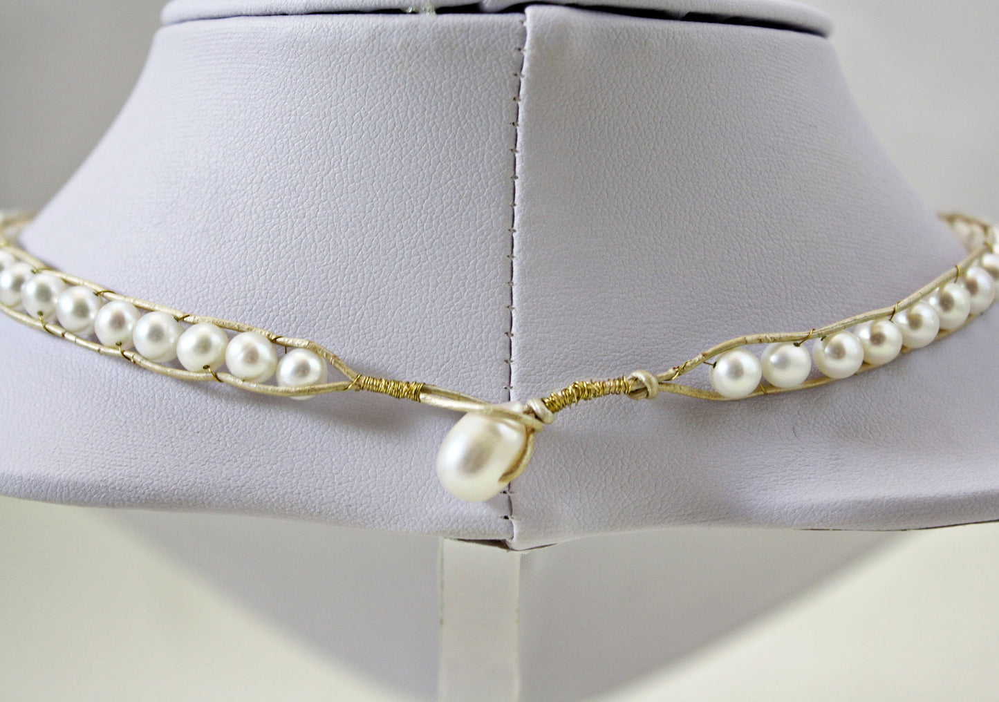 Leather Boho Pearl Choker