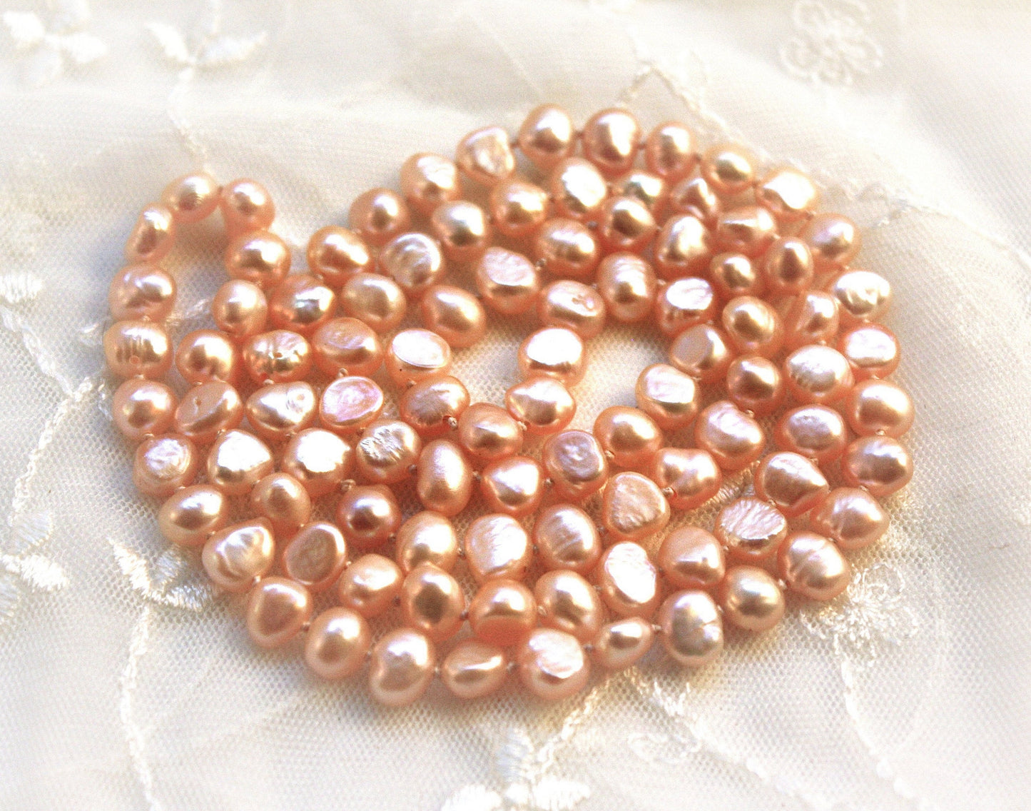 Peach Bellini Freshwater Pearl Necklace | The Pearled Squirrel