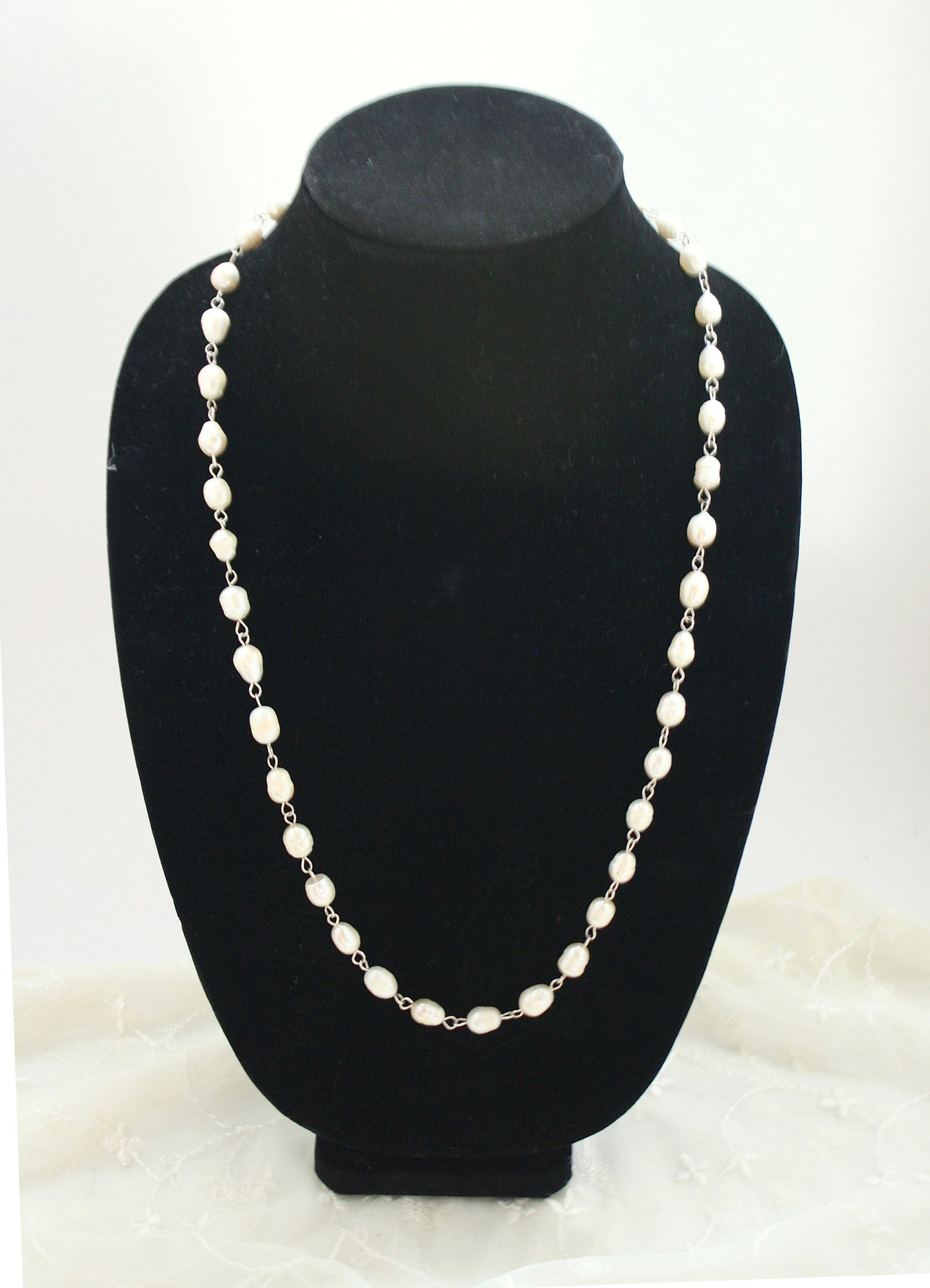 Champagne Rosary Pearl Necklace