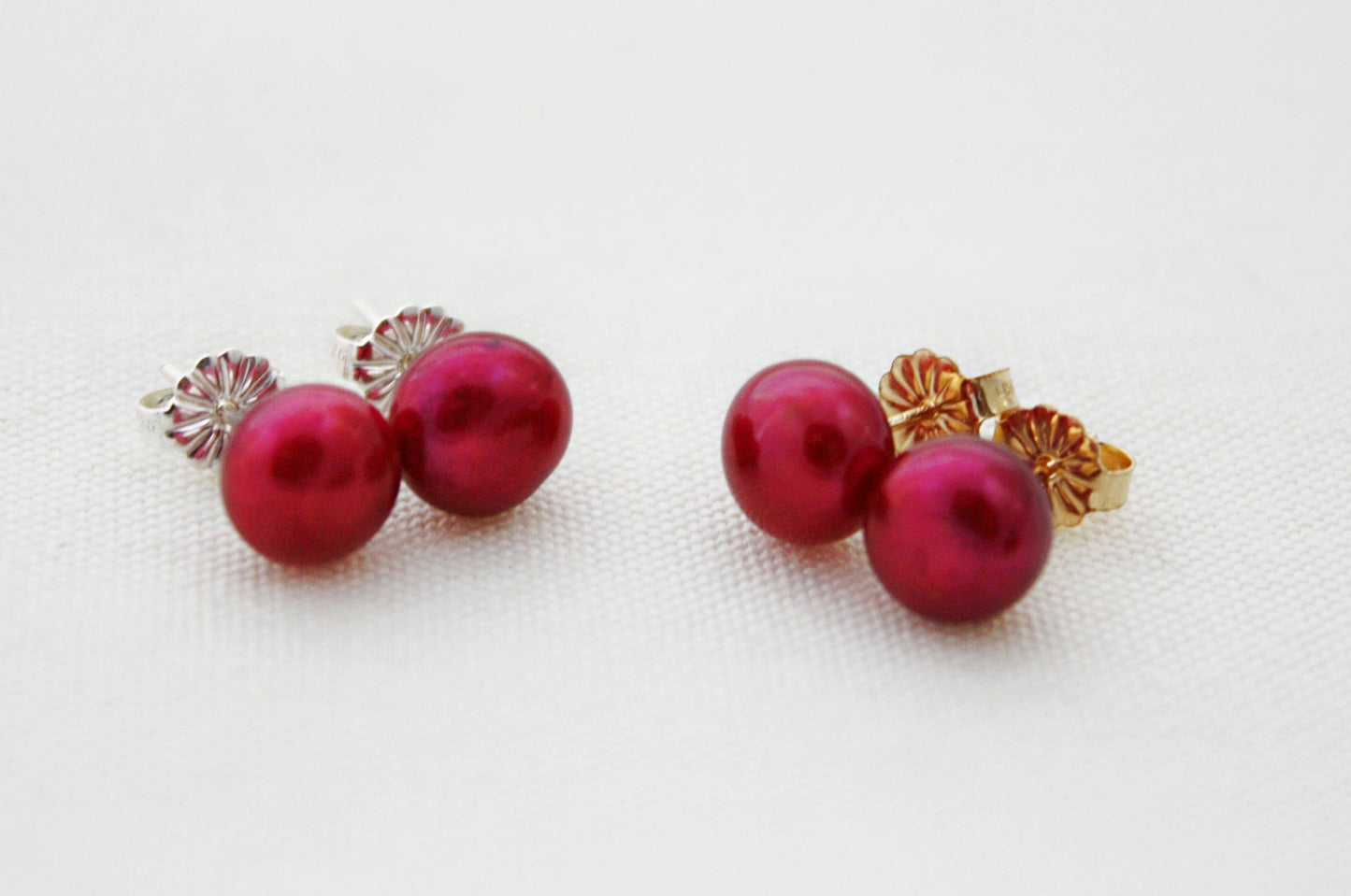 Cranberry Red Pearl Studs