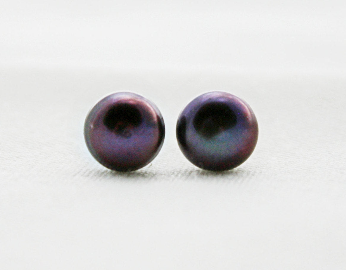 Midnight Black Pearl Studs