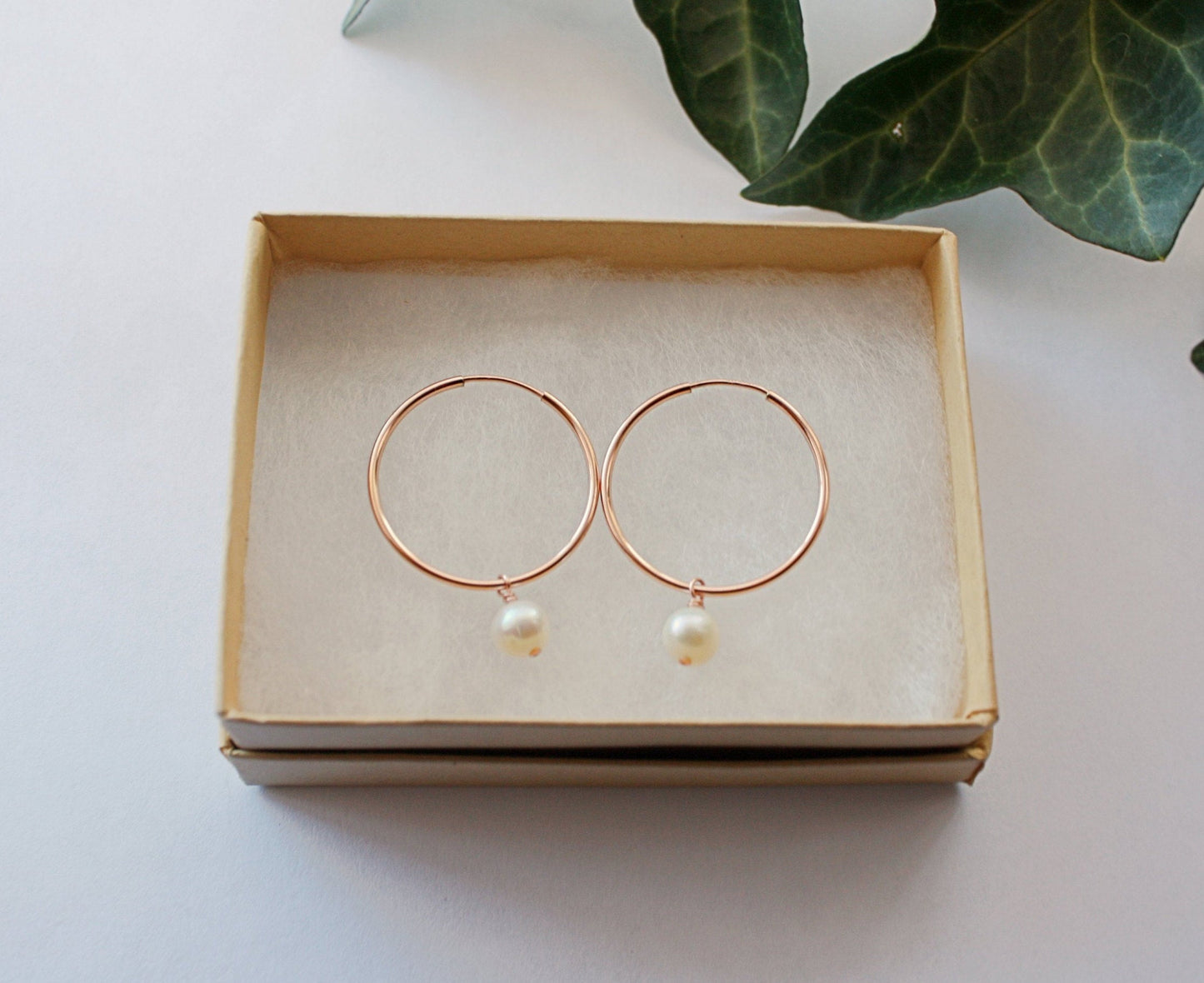 Pearl Drop Hoop Earrings