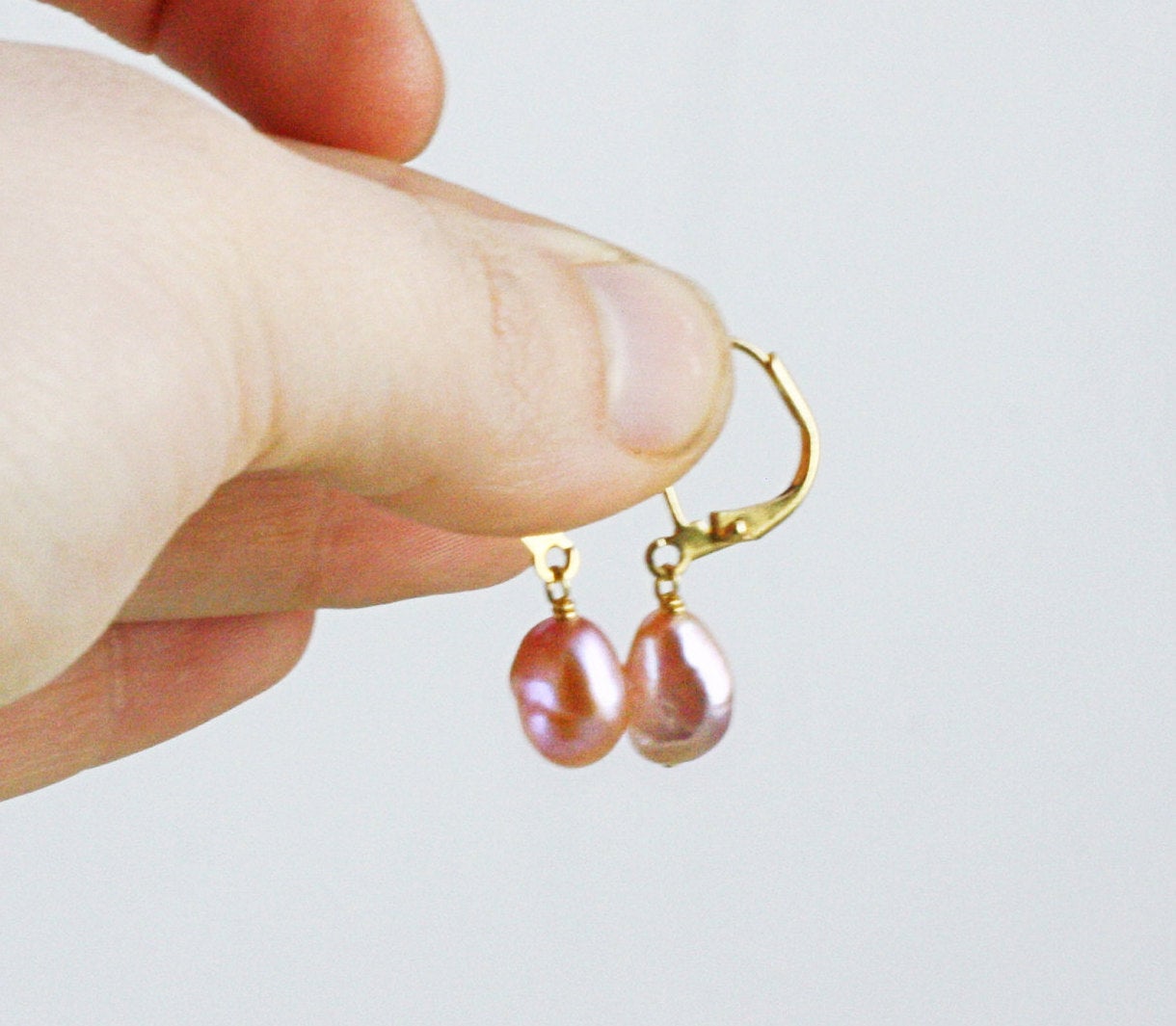 Rose Pink Pearl Drop Earrings