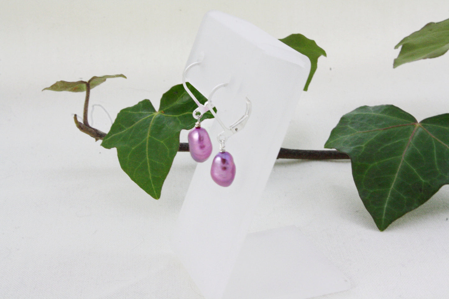 Violet Pearl Drop Earrings