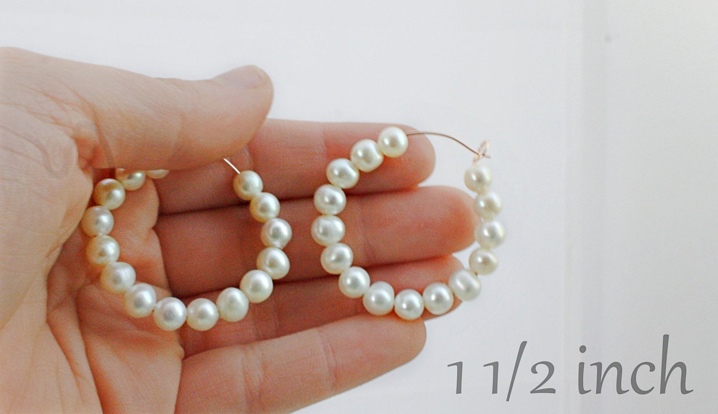 Freshwater Pearl Hoop Earrings