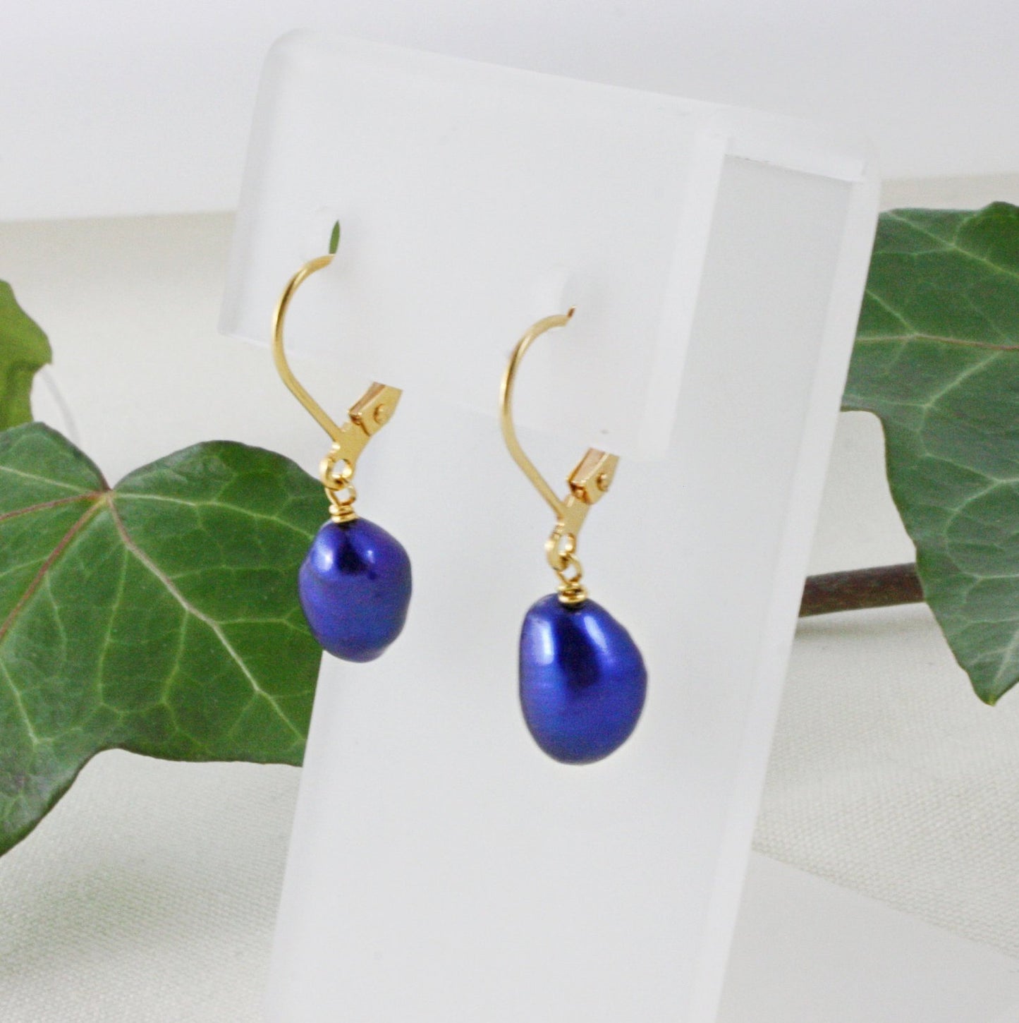 Blue Pearl Drop Earrings