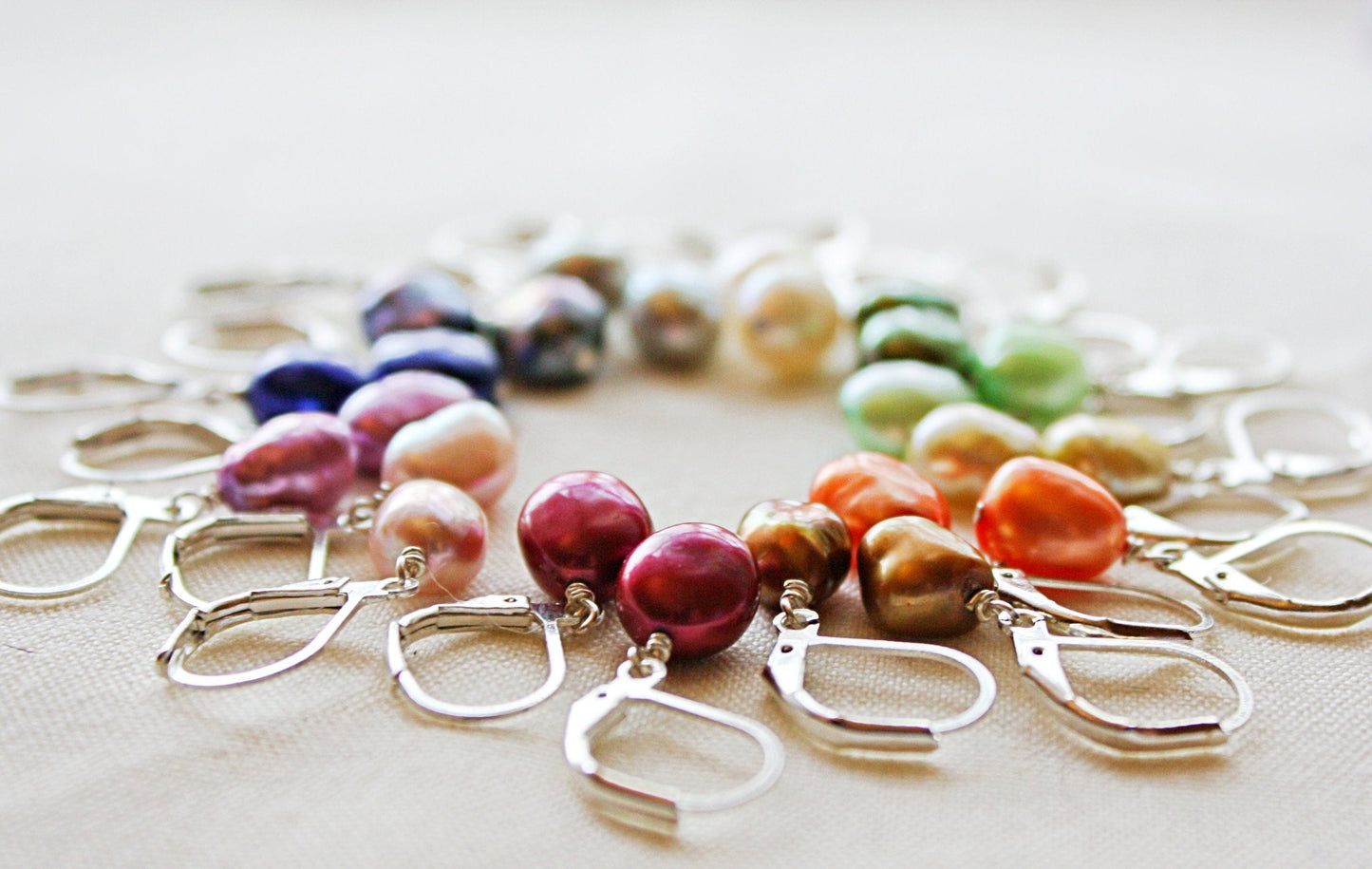 Rose Pink Pearl Drop Earrings