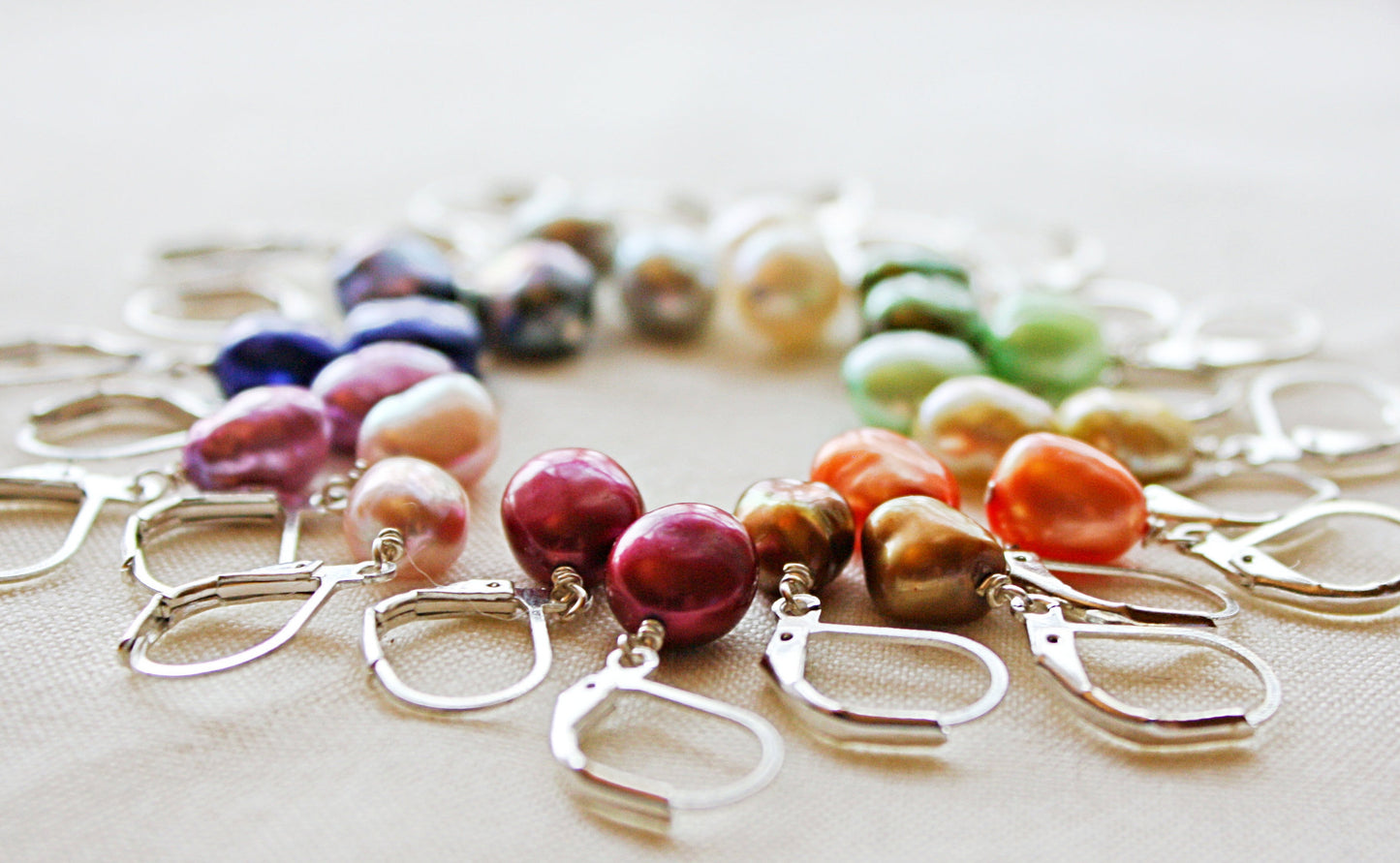 Violet Pearl Drop Earrings