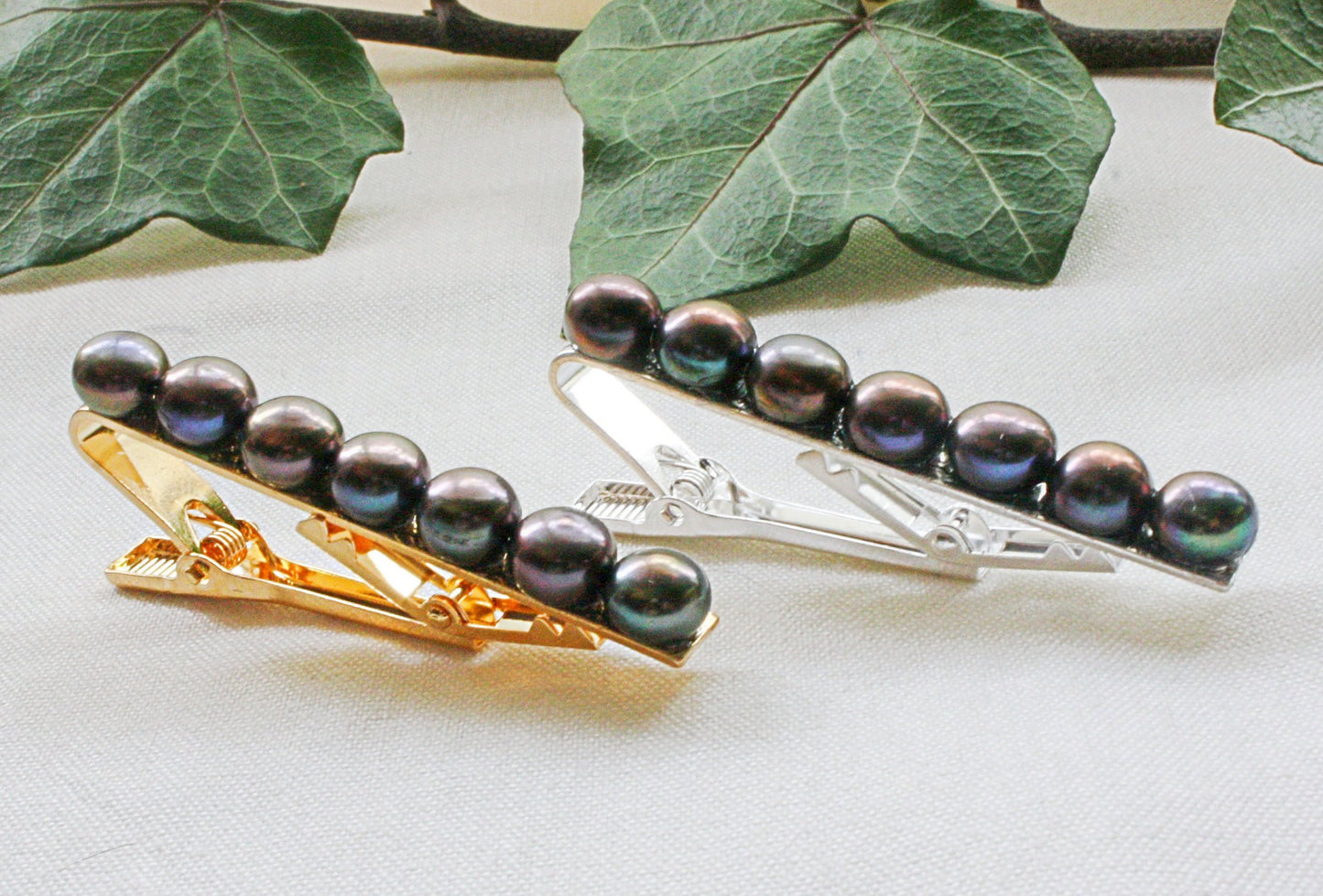 Midnight Black Pearl Tie Clip
