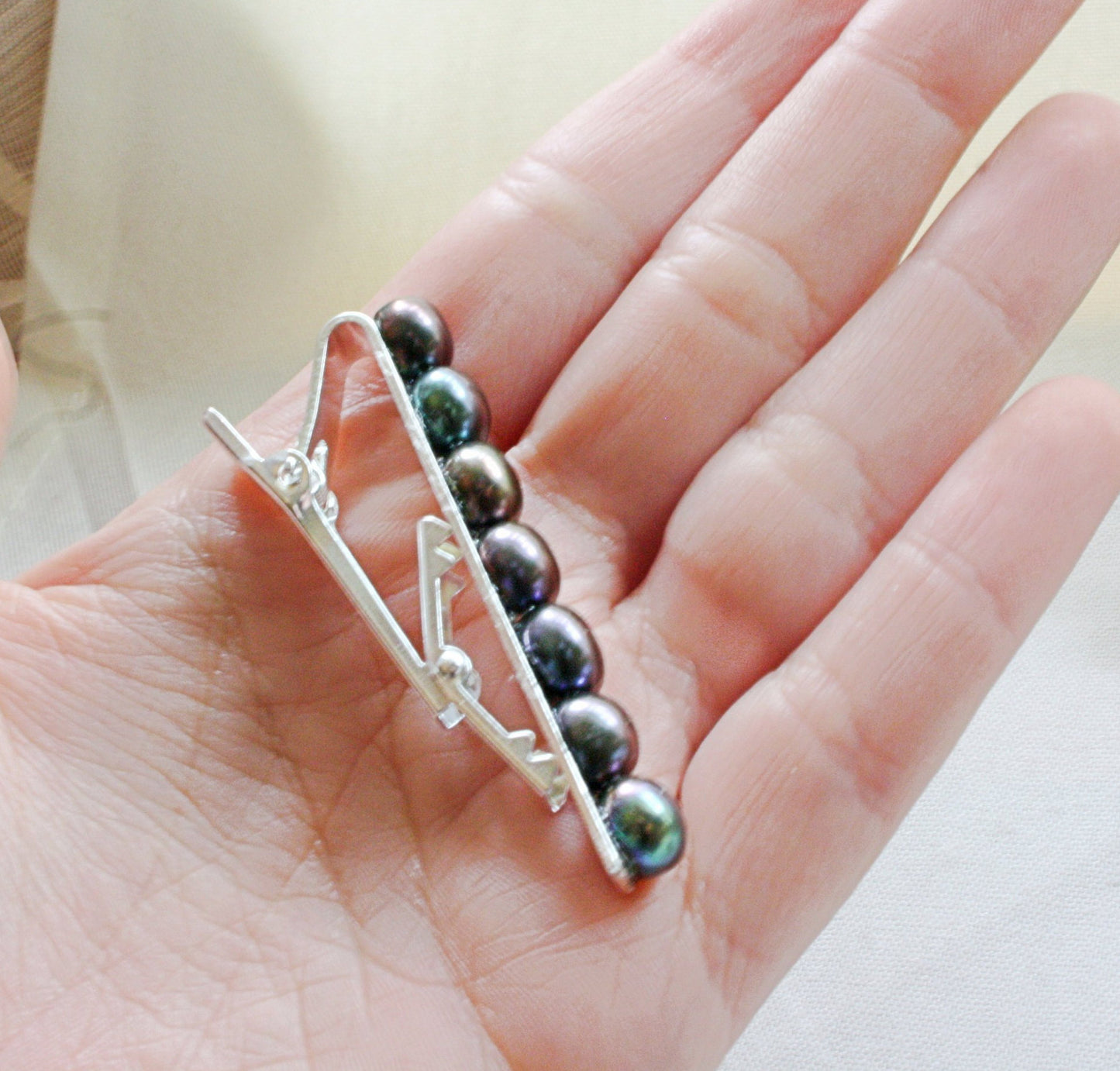 Midnight Black Pearl Tie Clip
