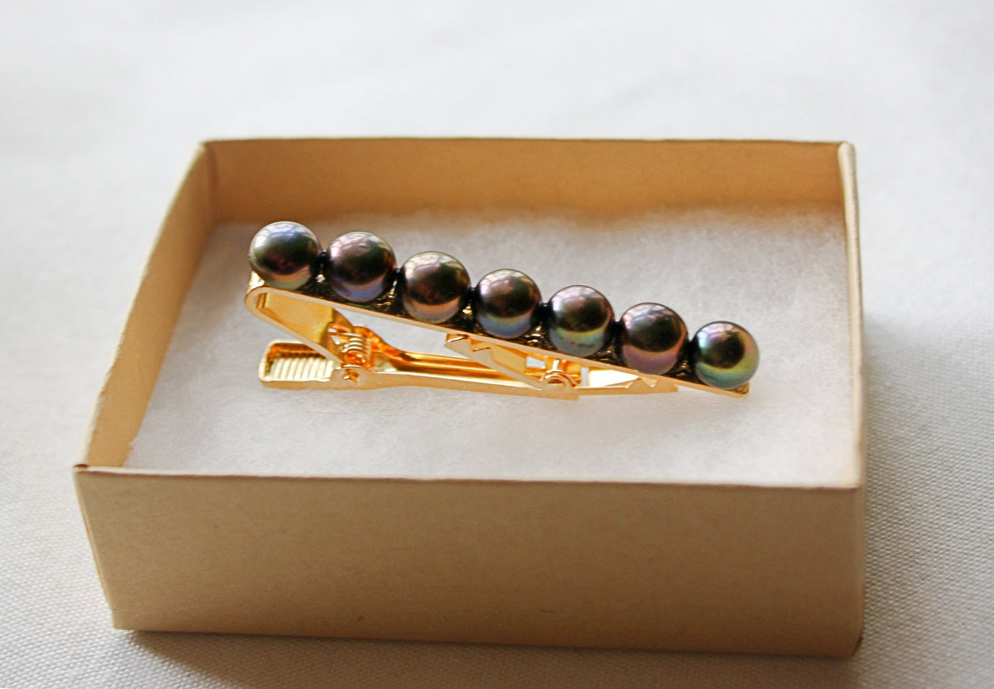 Midnight Black Pearl Tie Clip