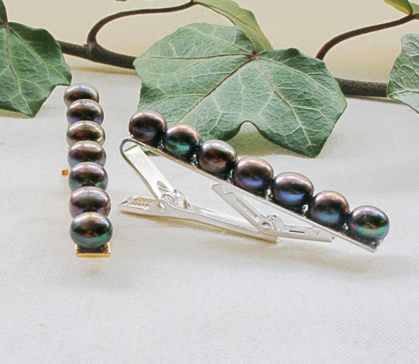 Midnight Black Pearl Tie Clip