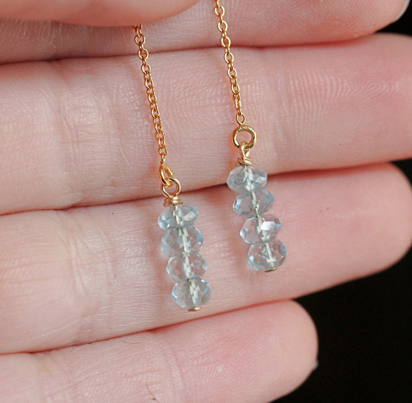 Topaz Threader Earrings - November Birthstone