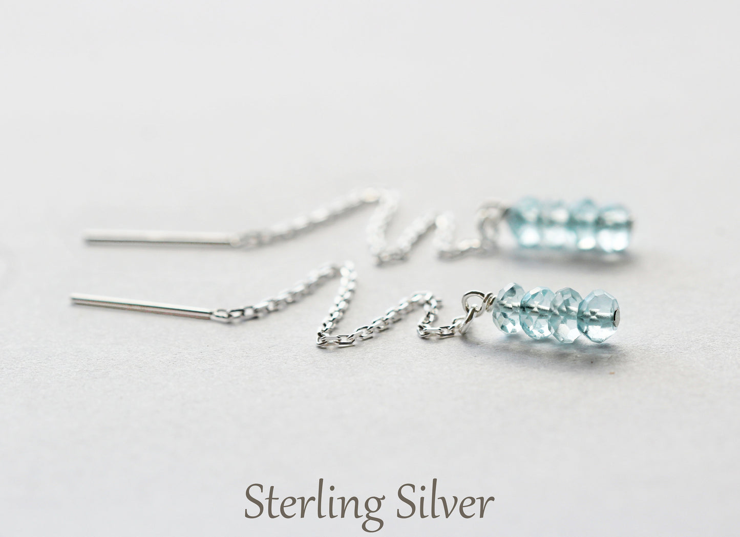 Topaz Threader Earrings - November Birthstone