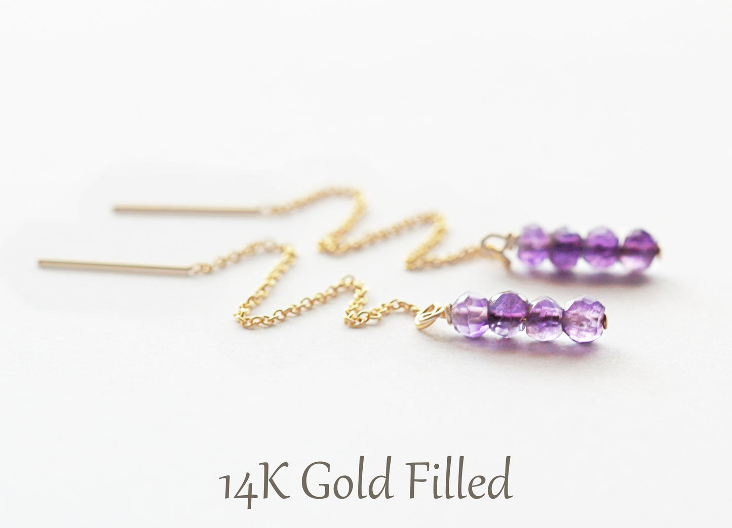 Amethyst Threader Earrings - February Birthstone