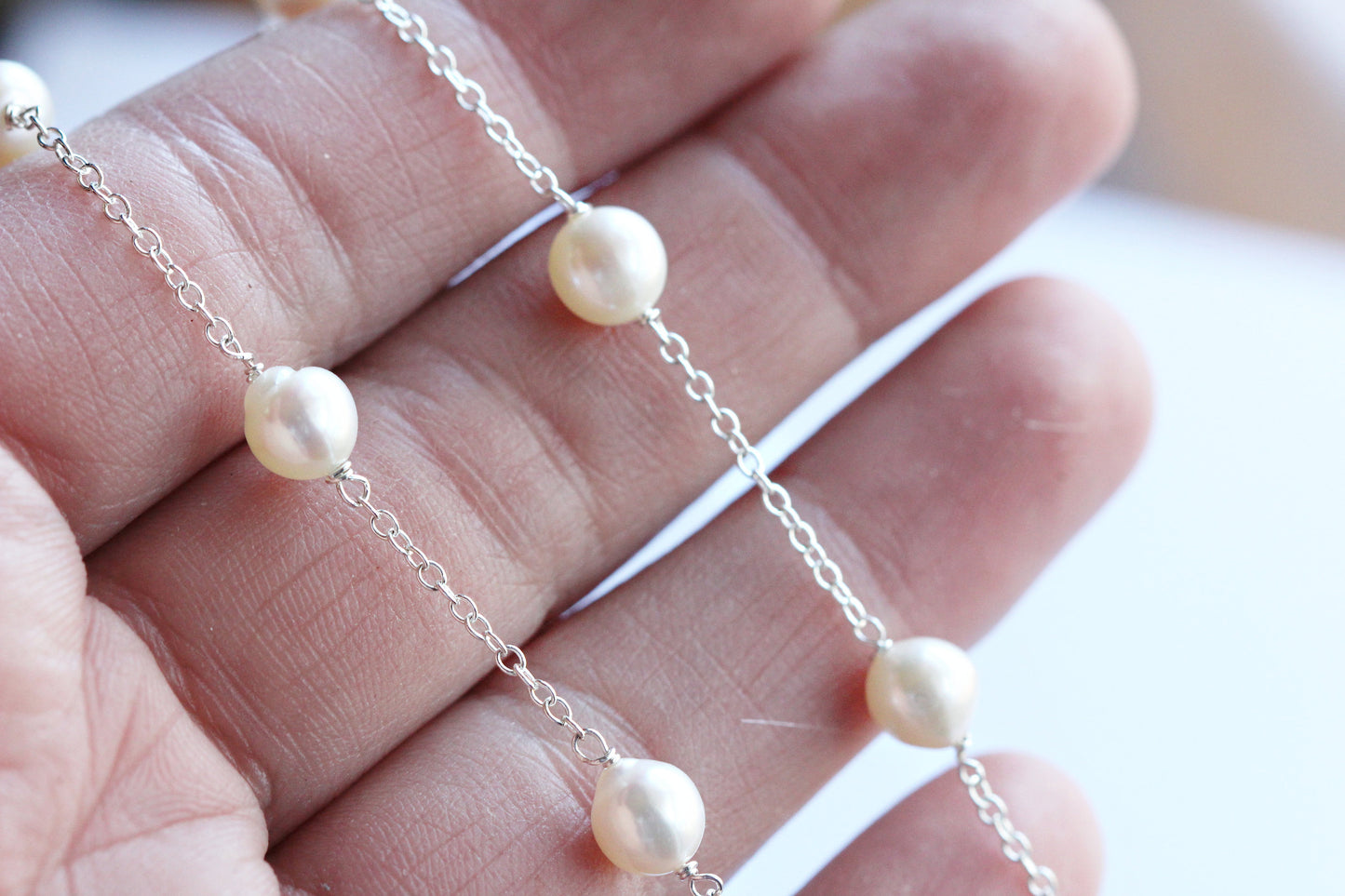 Tin Cup Pearl Necklace
