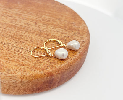 Classic White Pearl Drop Earrings