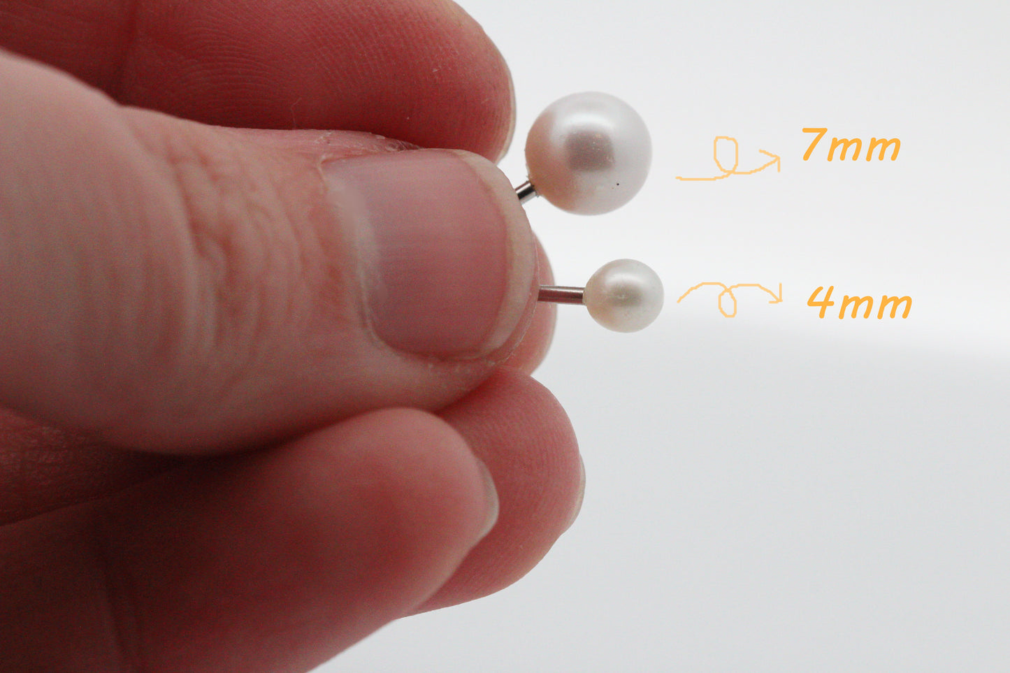 Sterling Silver Saltwater Pearl Flat Back Stud: Single 18 Gauge Hypoallergenic Labret, Comfort Labret for Helix, Conch, Tragus, and Lobe Piercings