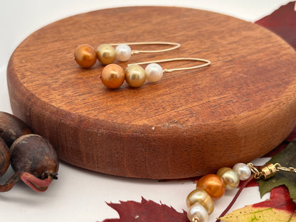 Pumpkin Spice Pearl Necklace and Earrings Set