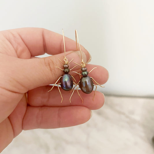 Beetle Earrings and Necklace