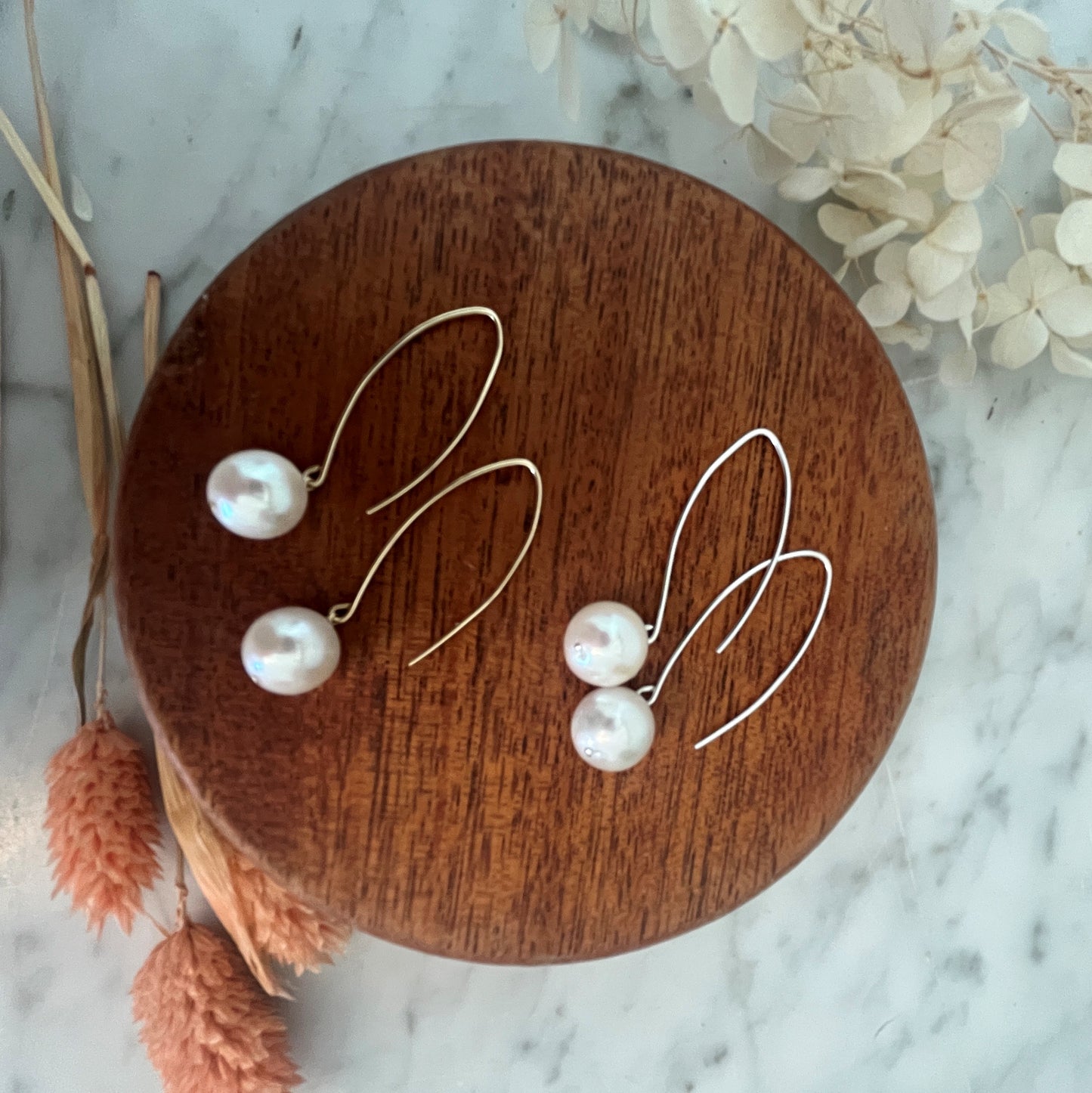 French Wire Pearl Drop Earrings
