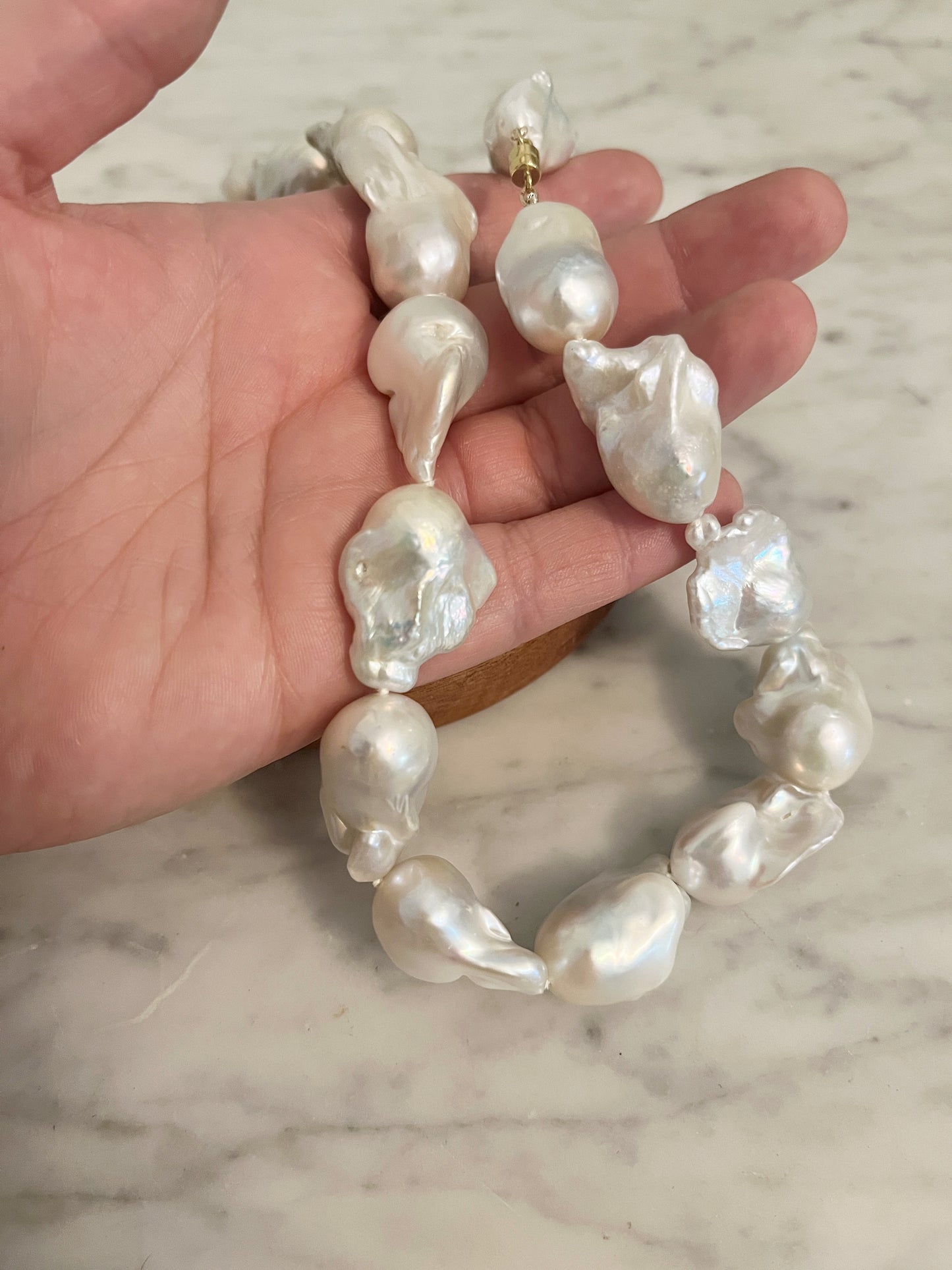 Large Baroque Pearl Necklace, Magnetic Clasp Necklace, Chunky Statement Necklace, Hand Knotted Silk