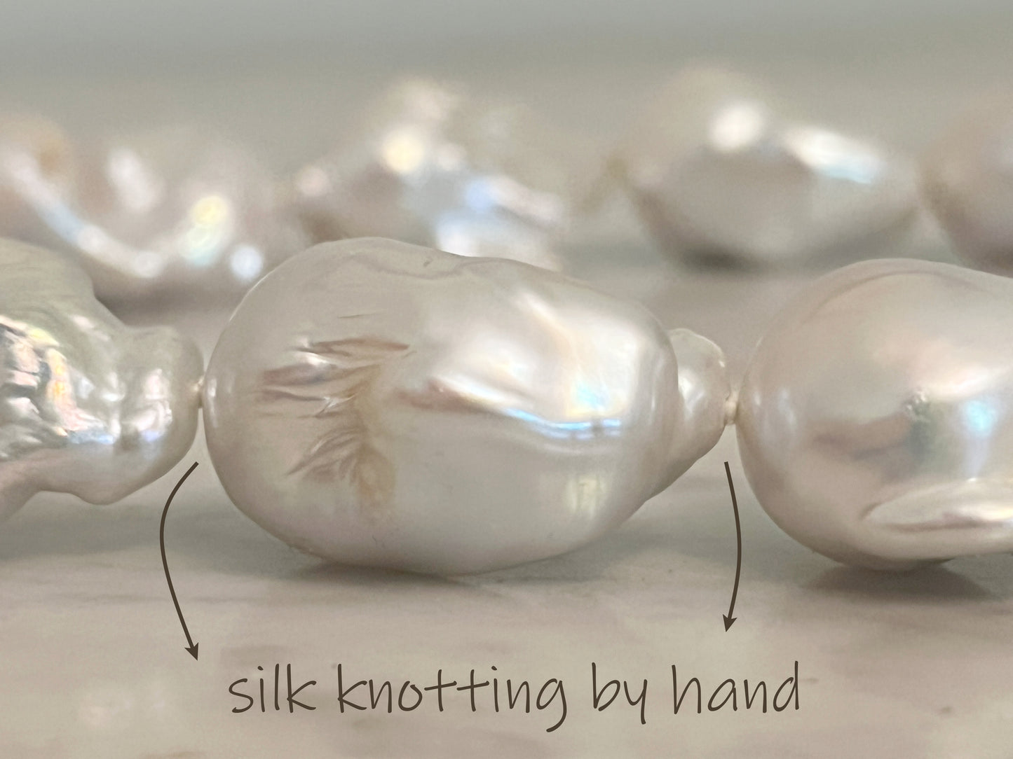 Large Baroque Pearl Necklace, Magnetic Clasp Necklace, Chunky Statement Necklace, Hand Knotted Silk