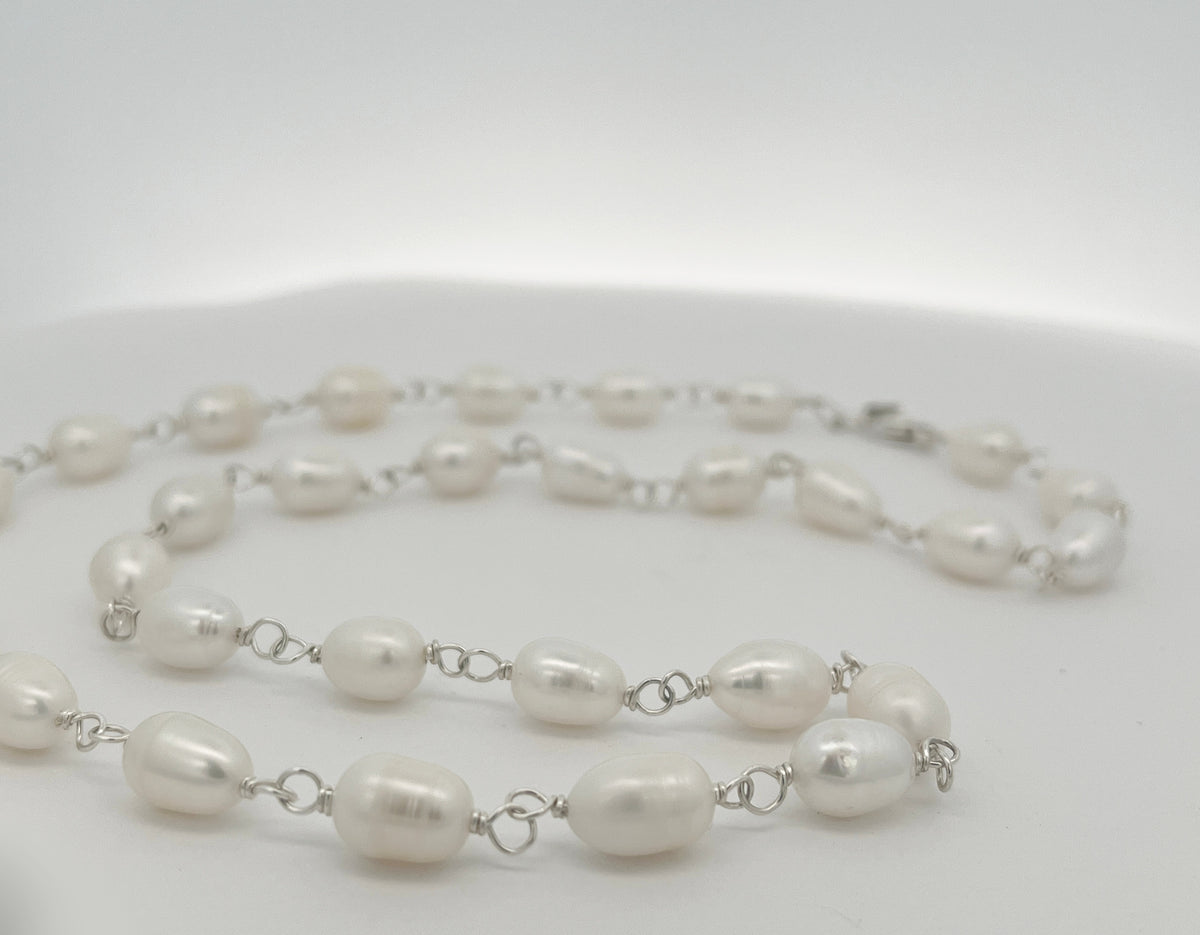 Rosary Style Pearl Necklace