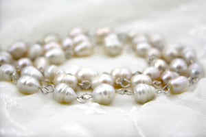 Champagne Rosary Pearl Necklace