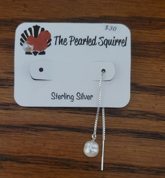 Single Pearl Threader in Sterling Silver