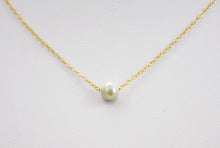 Load image into Gallery viewer, Pearl Solitaire Necklace, Single Pearl Necklace, Dainty Pearl Necklace, Simple Choker, Floating Pearl, Freshwater Pearl, Gift for Her
