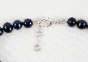 Black Pearl Bracelet, Personalized Bracelet, Adjustable Pearl Bracelet, Classic Pearl Bracelet, Freshwater Pearls, Round Pearl Bracelet