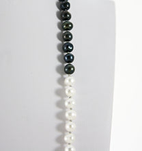 Load image into Gallery viewer, Colorblock Necklace, Black and White Pearl Necklace, Black Tie Necklace, Knotted Necklace, Modern Pearl Necklace, Cultured Freshwater Pearls
