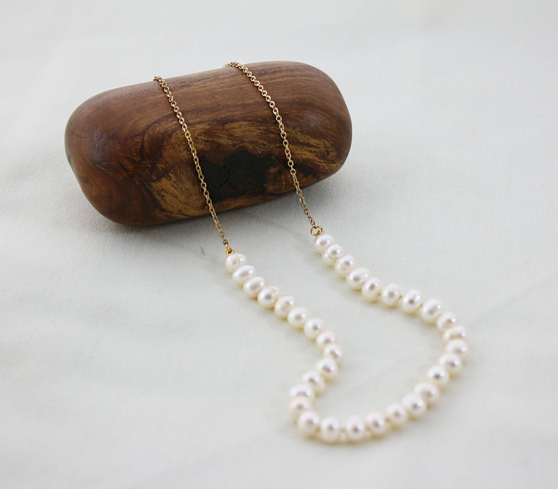 Modern Pearl Necklace with Chain Sterling silver 16 inches