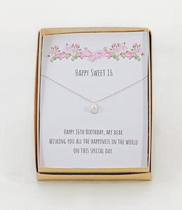 Sweet 16 Gift, 16th Birthday Gift for Her, Gift for Daughter, Gift for Niece, Gift for Sweet 16, Dainty Pearl Necklace, Freshwater Pearl