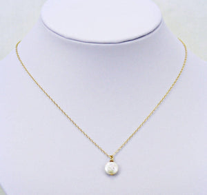 Pearl Pendant Necklace, Freshwater Pearl Necklace, Single Pearl Necklace, Pearl Choker, Coin Pearl Pendant, Simple Pearl Necklace