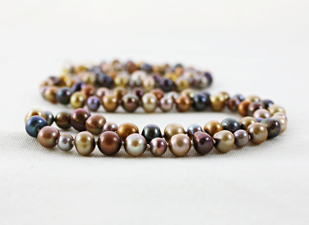 Boho Necklace, Brown Pearl Necklace, Long Pearl Necklace, Chocolate Pearl Necklace, Beige Pearl Necklace, Layering Necklace, Fall Necklace