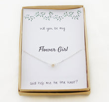 Load image into Gallery viewer, Flower Girl Proposal Gift, Flower Girl Gift, Flower Girl Necklace, Flower Girl Proposal, Wedding Party Gift, Flower Girl Pearl Necklace
