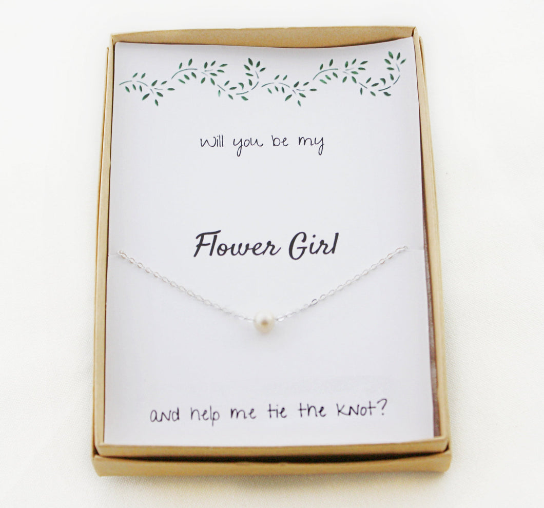 Flower Girl Proposal Gift, Flower Girl Gift, Flower Girl Necklace, Flower Girl Proposal, Wedding Party Gift, Flower Girl Pearl Necklace