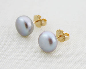 Gray Pearl Studs, Grey Pearl Stud Earrings, Grey Pearl Earrings, Silver Pearl Posts, Sterling Silver Pearl Earrings, Freshwater Pearls
