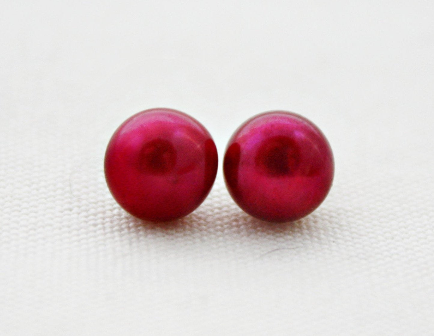 Cranberry Red Pearl Studs