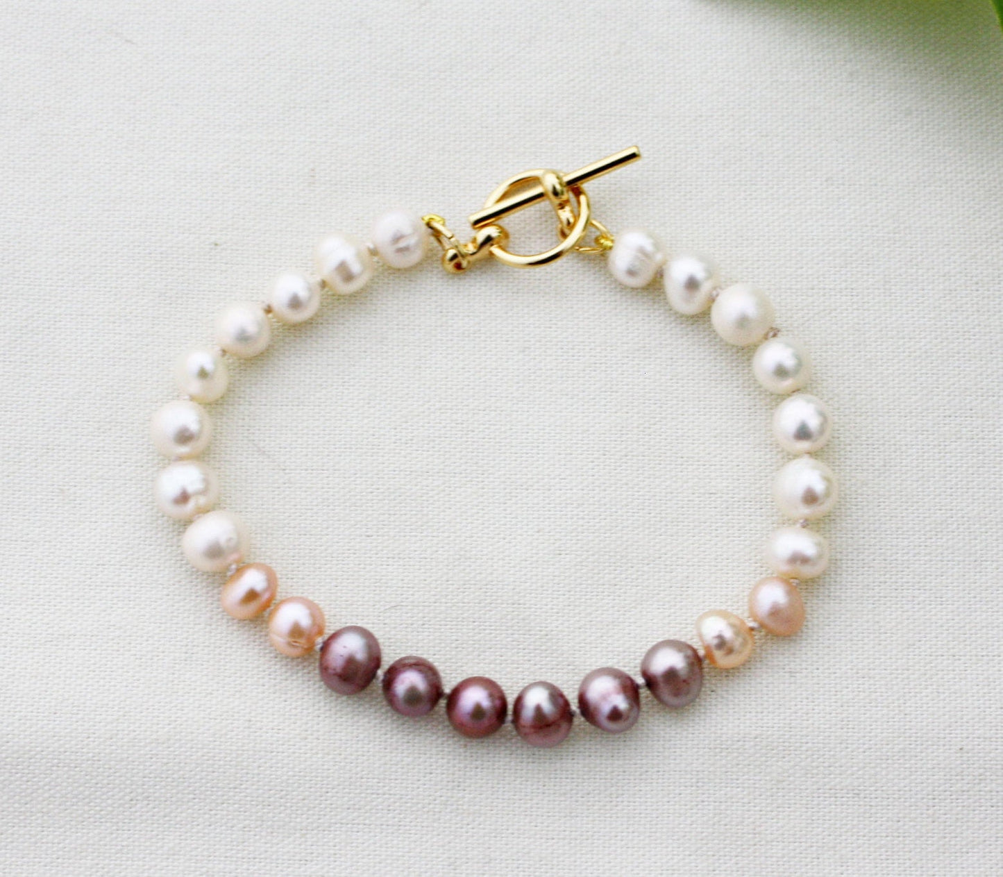 Cranberry Ombre Pearl Bracelet